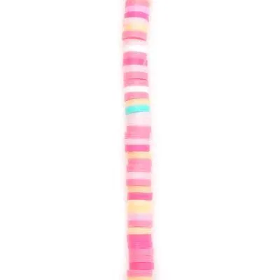 4mm Vinyl/Vulcanite Heishi Beads - Mixed Colors (Pink)