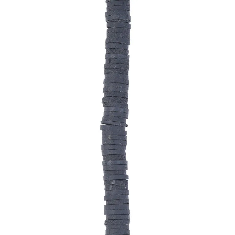 6mm Vinyl/Vulcanite Heishi Beads - Black