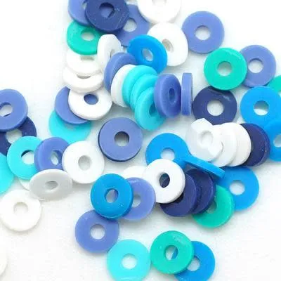 6mm Vinyl/Vulcanite Heishi Beads - Mixed Colors (Blue)