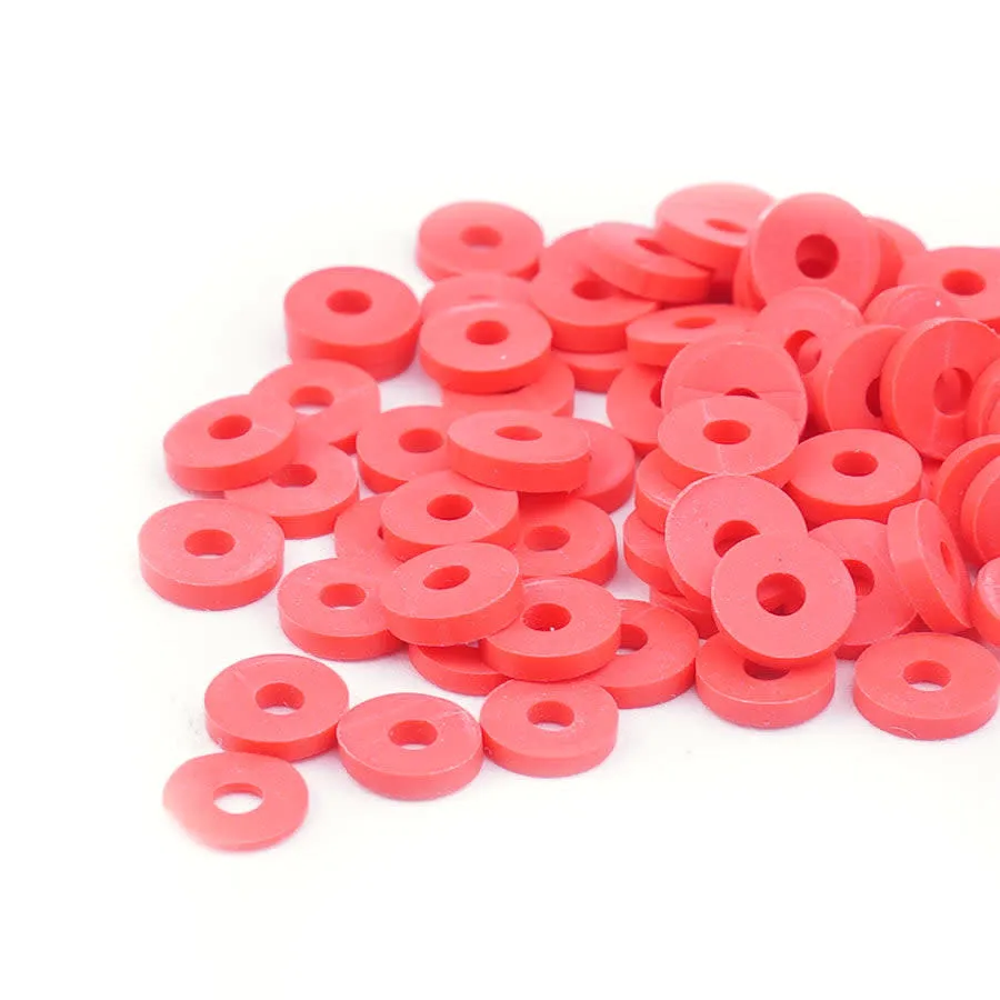 6mm Vinyl/Vulcanite Heishi Beads - Red
