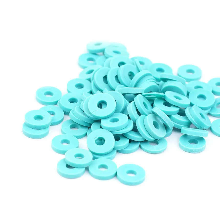 6mm Vinyl/Vulcanite Heishi Beads - Turquoise