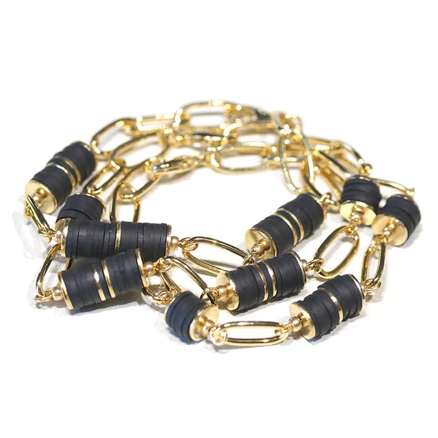 8mm Vinyl/Vulcanite Heishi Beads - Black