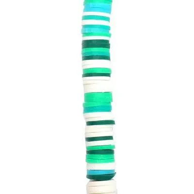 8mm Vinyl/Vulcanite Heishi Beads - Mixed Colors (Green)