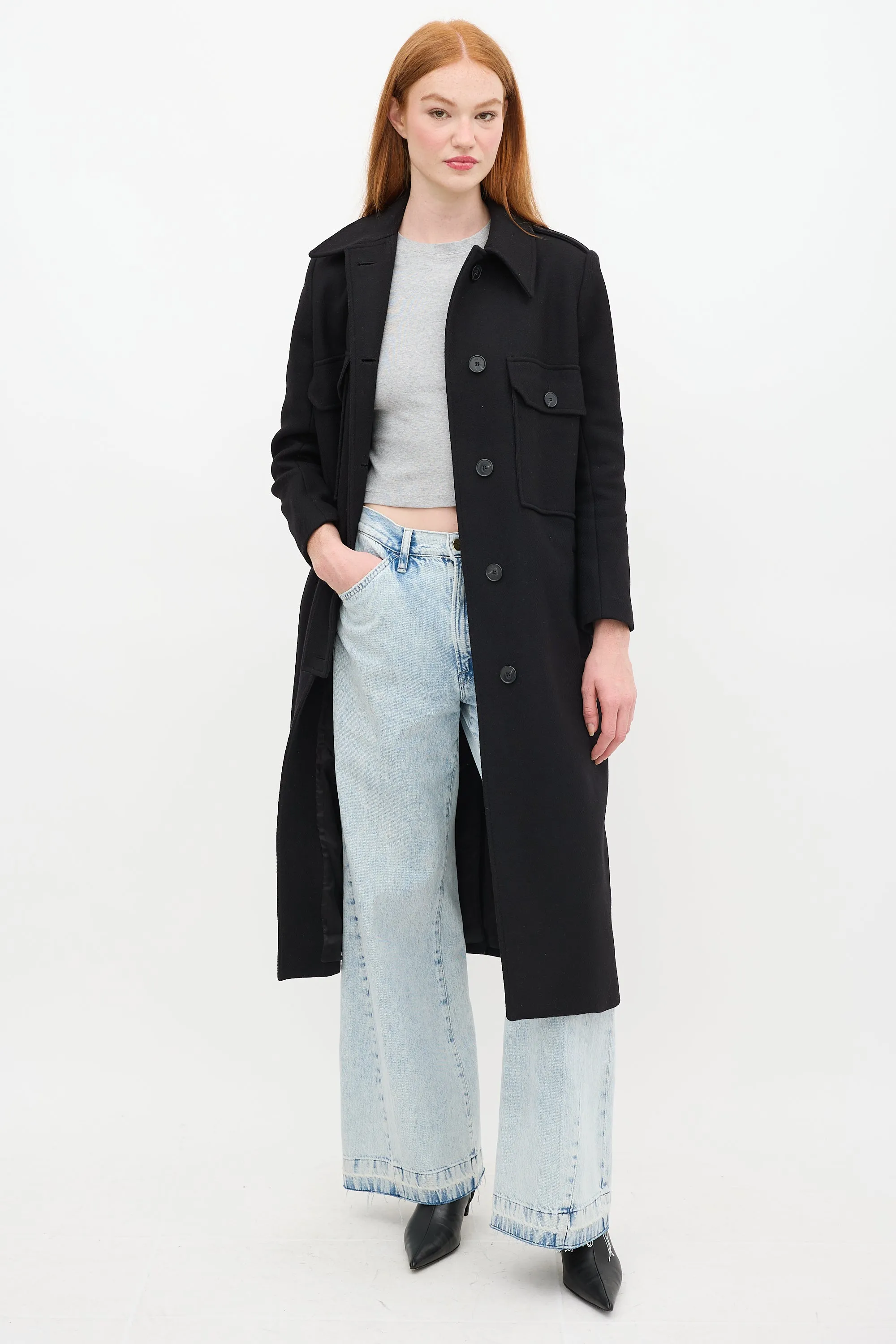 Black Wool Long Chipie Coat