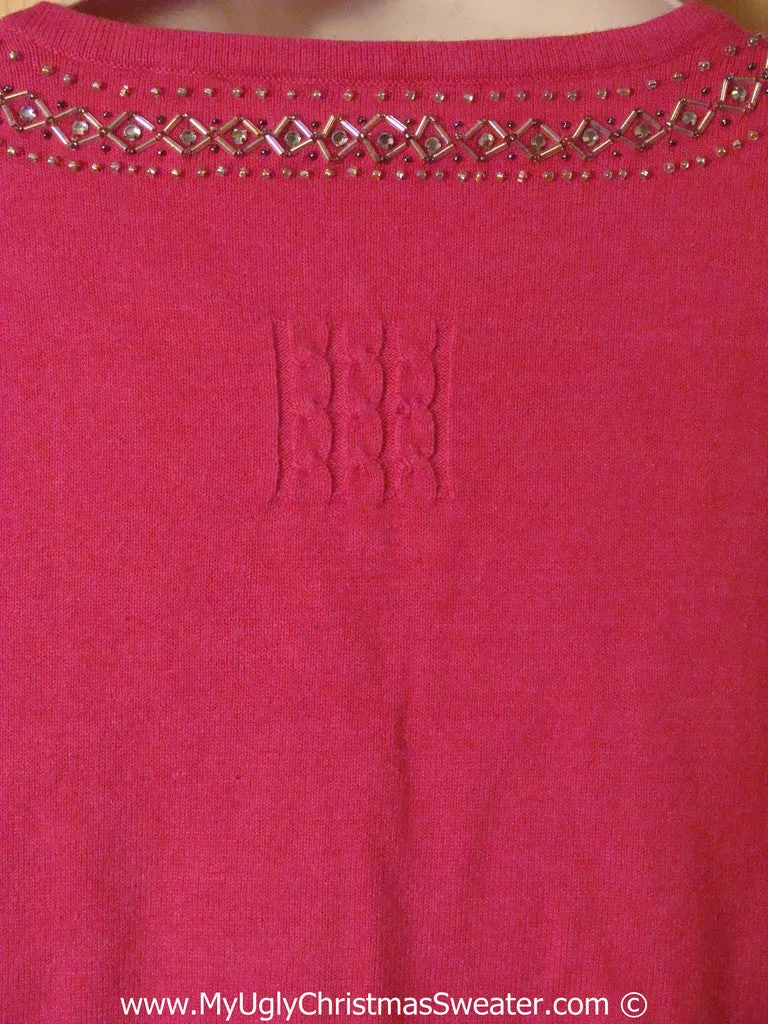 Bling Alert! Tacky Pink Ugly Christmas Sweater with a Serious Case of the Bling (f784)