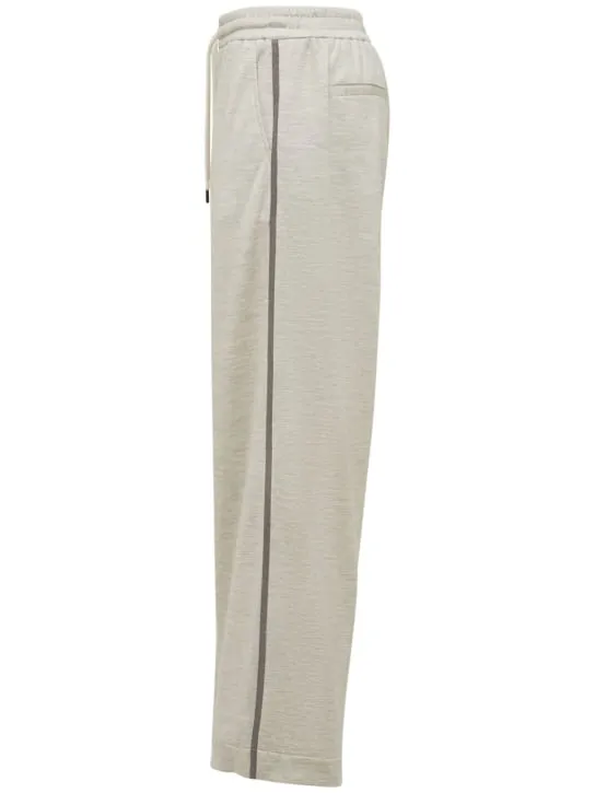 Brunello Cucinelli   Cotton blend jersey wide leg pants 