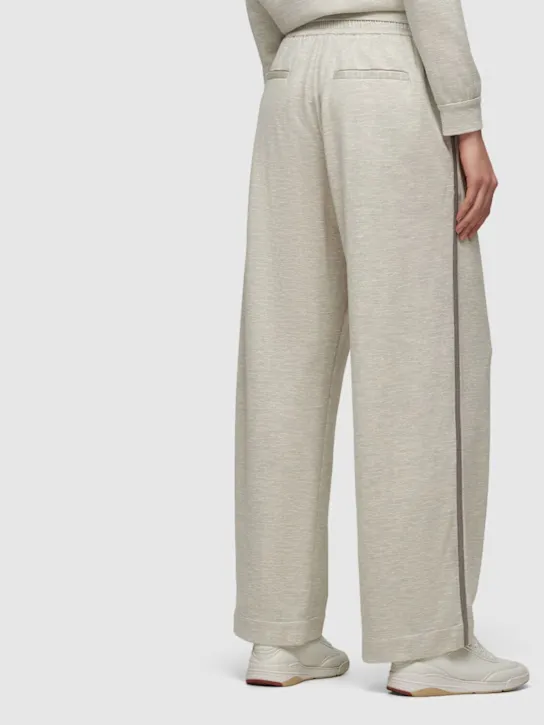 Brunello Cucinelli   Cotton blend jersey wide leg pants 