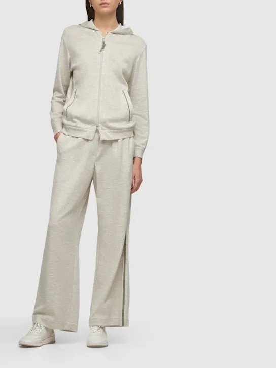 Brunello Cucinelli   Cotton blend jersey wide leg pants 