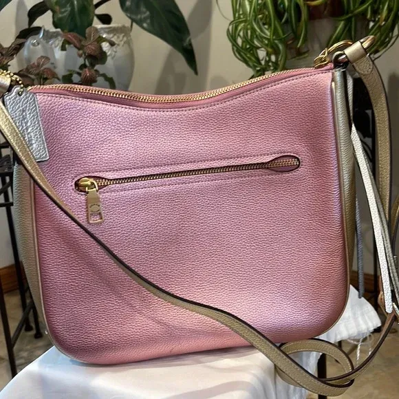 COACH Metallic Color-Block Leather Chaise Crossbody Handbag New