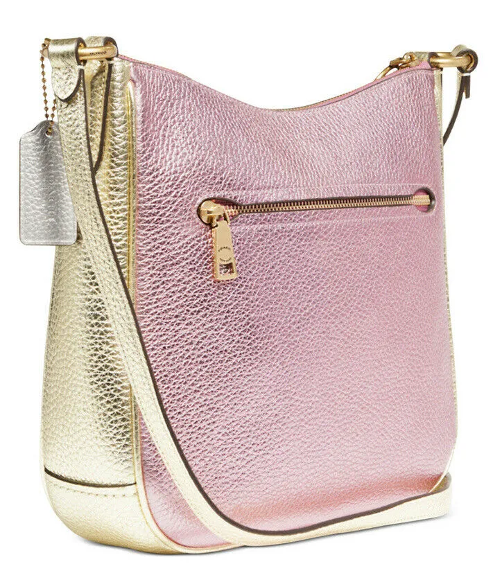 COACH Metallic Color-Block Leather Chaise Crossbody Handbag New