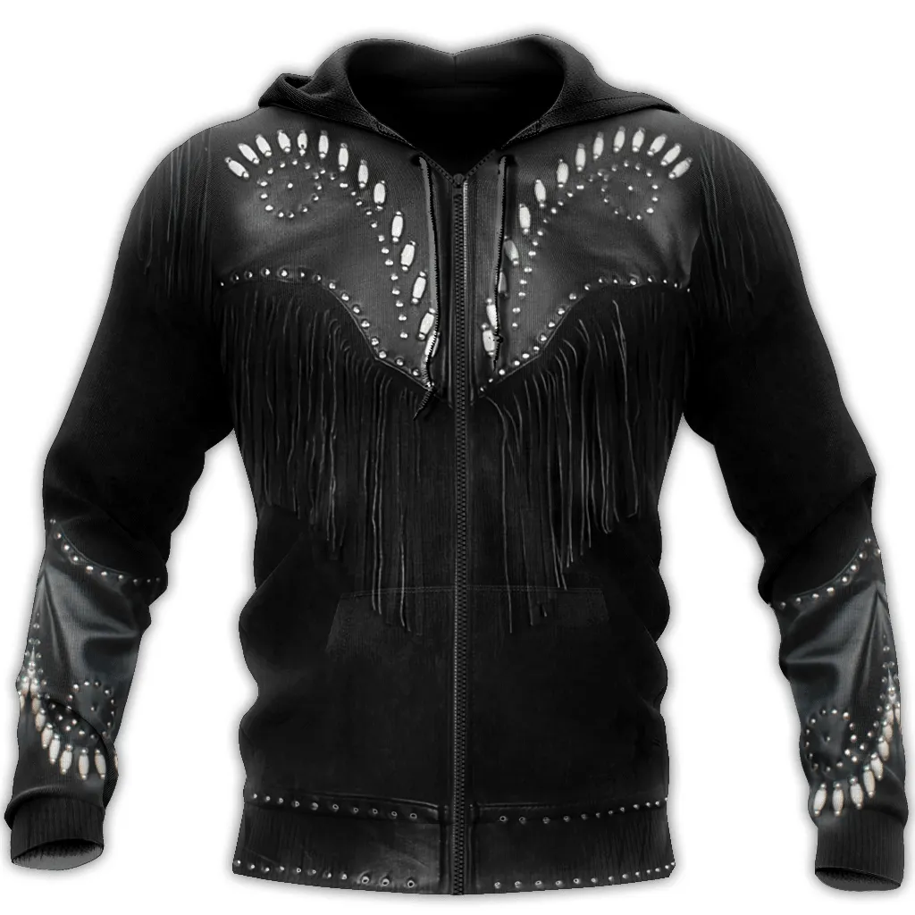 Cowboy Jacket Black Cosplay 3D Over Printed Unisex Sweatshirt Zip Hoodie Shirts