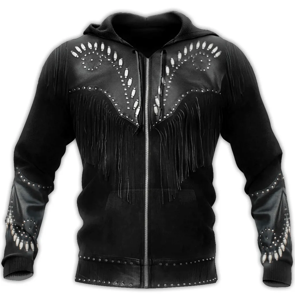 Cowboy Jacket Black Cosplay 3D Over Printed Unisex Sweatshirt Zip Hoodie Shirts