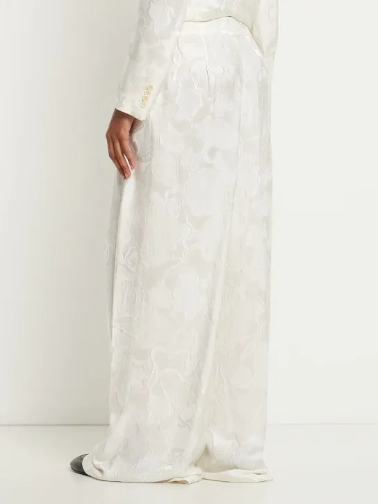 Dries Van Noten   Brocade satin jacquard wide leg pants 