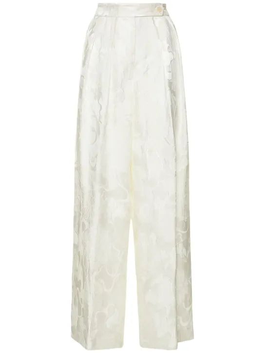 Dries Van Noten   Brocade satin jacquard wide leg pants 
