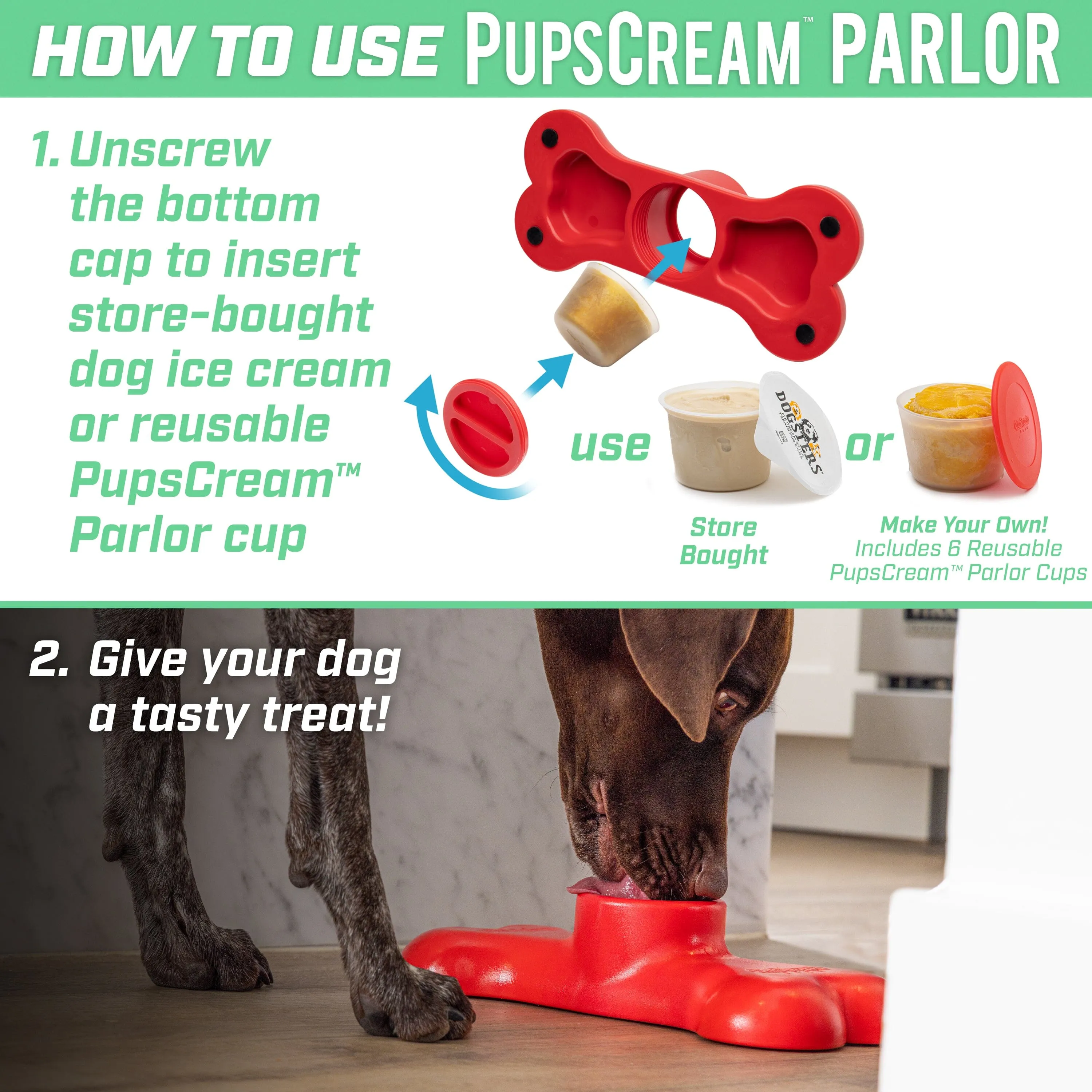 GoSports Pets PupsCream Parlor - Non-Slip Ice Cream & Frozen Dog Treat Holder