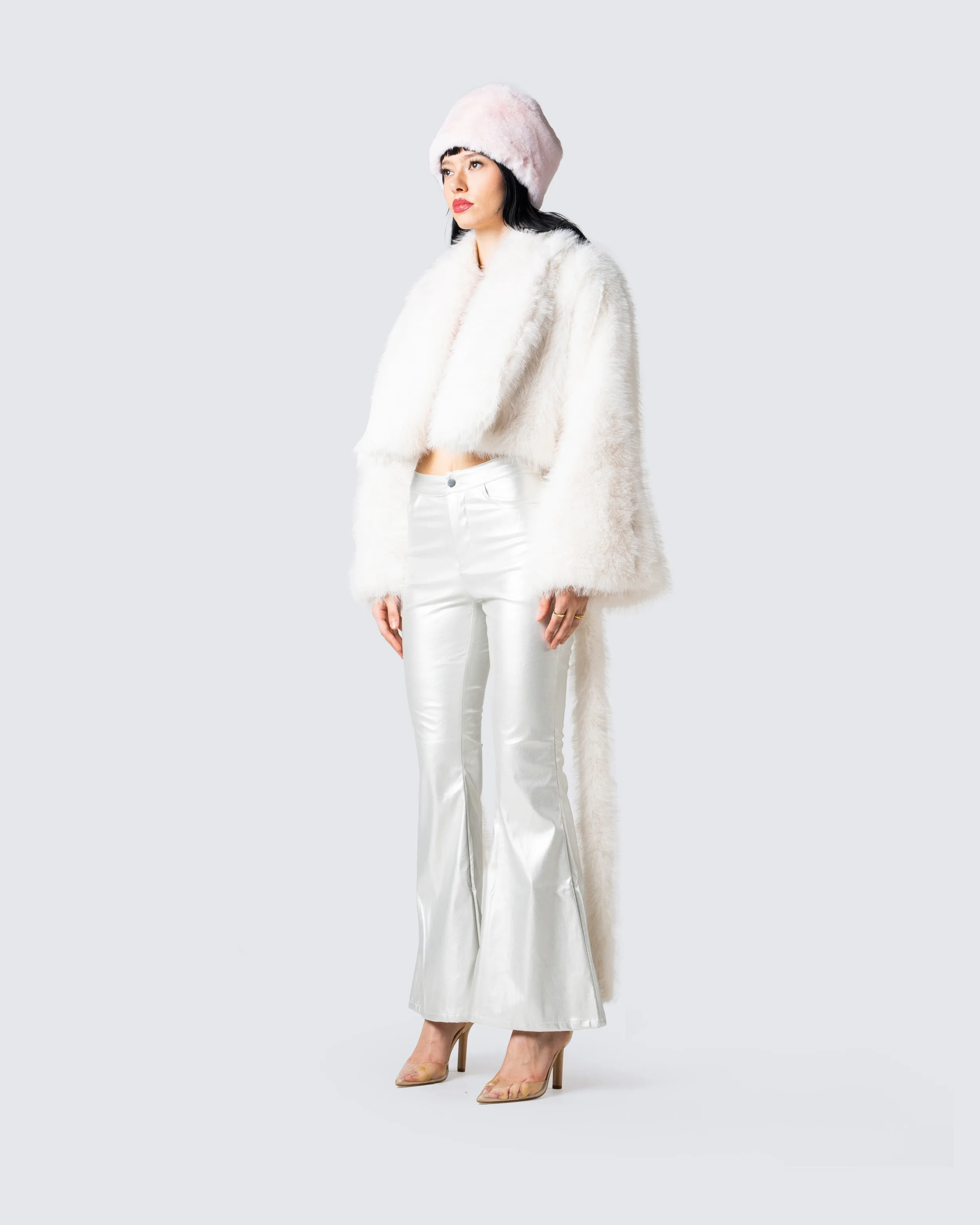 Hollis White Vegan Fur Coat