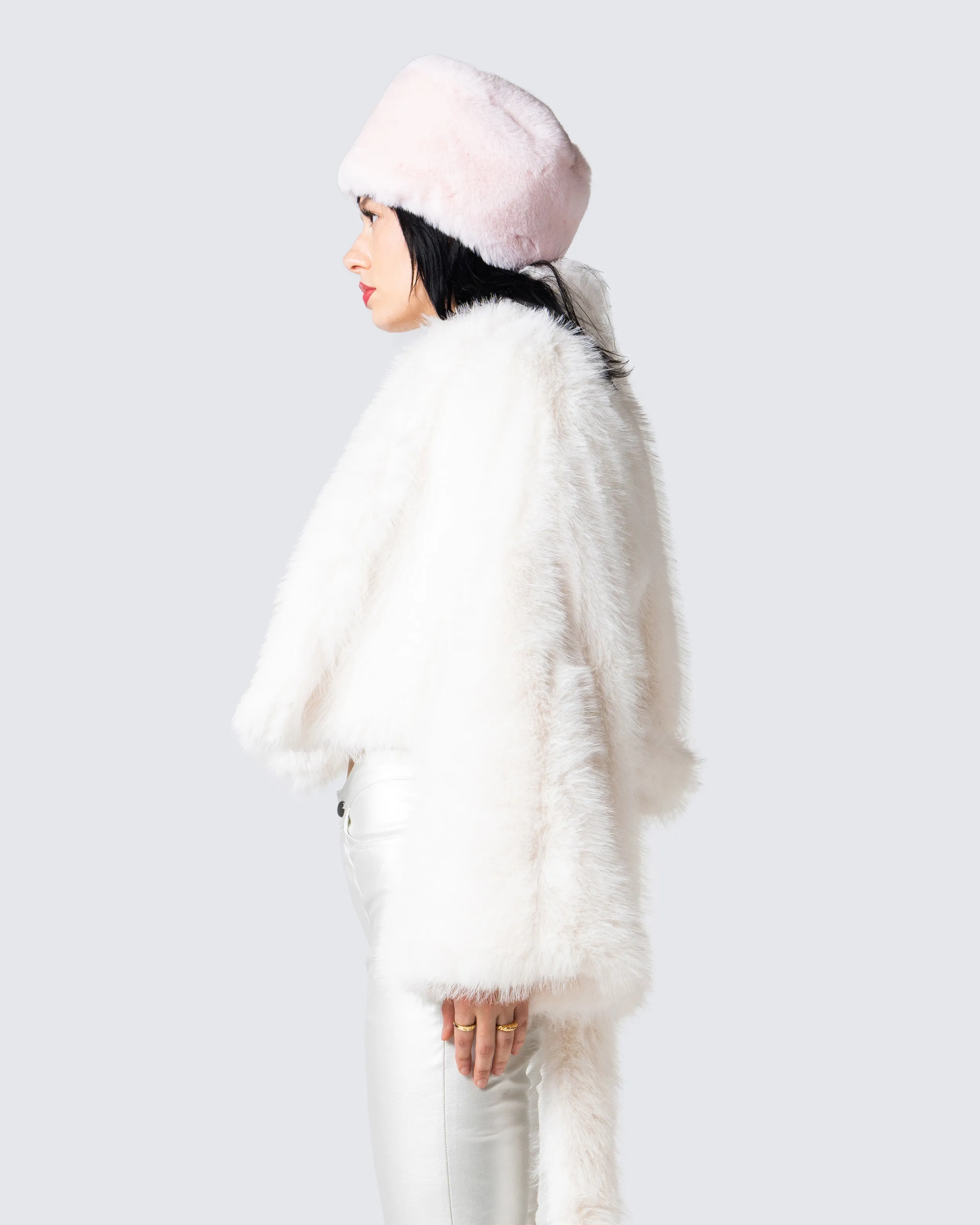 Hollis White Vegan Fur Coat
