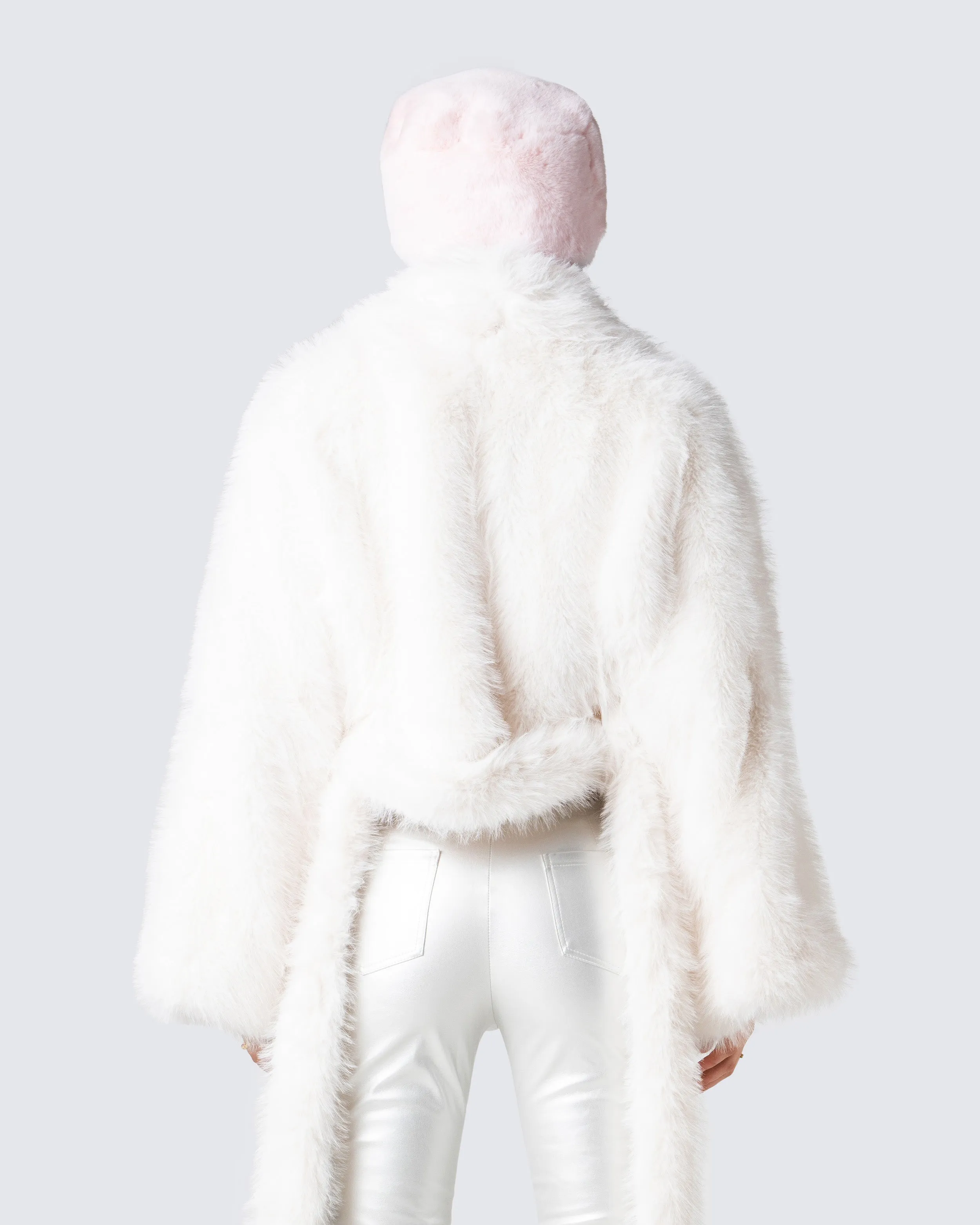 Hollis White Vegan Fur Coat