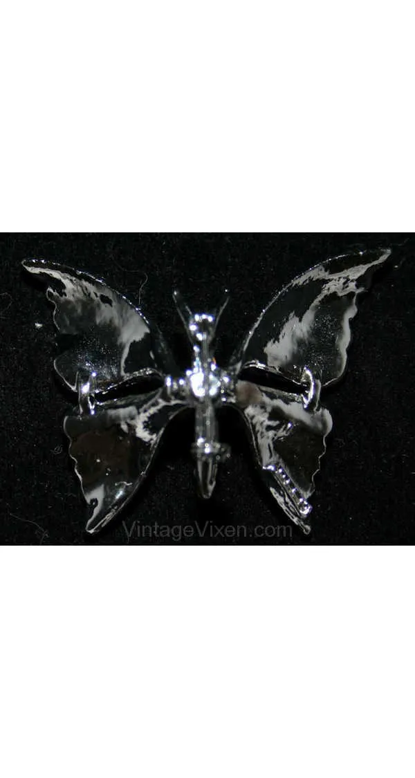 Ice Blue & Silver Butterfly 1950s Pin - Novelty Insect Brooch - Faux Silvertone Metal - Gerry's - Spring - Summer - Elegant 50s - 38462