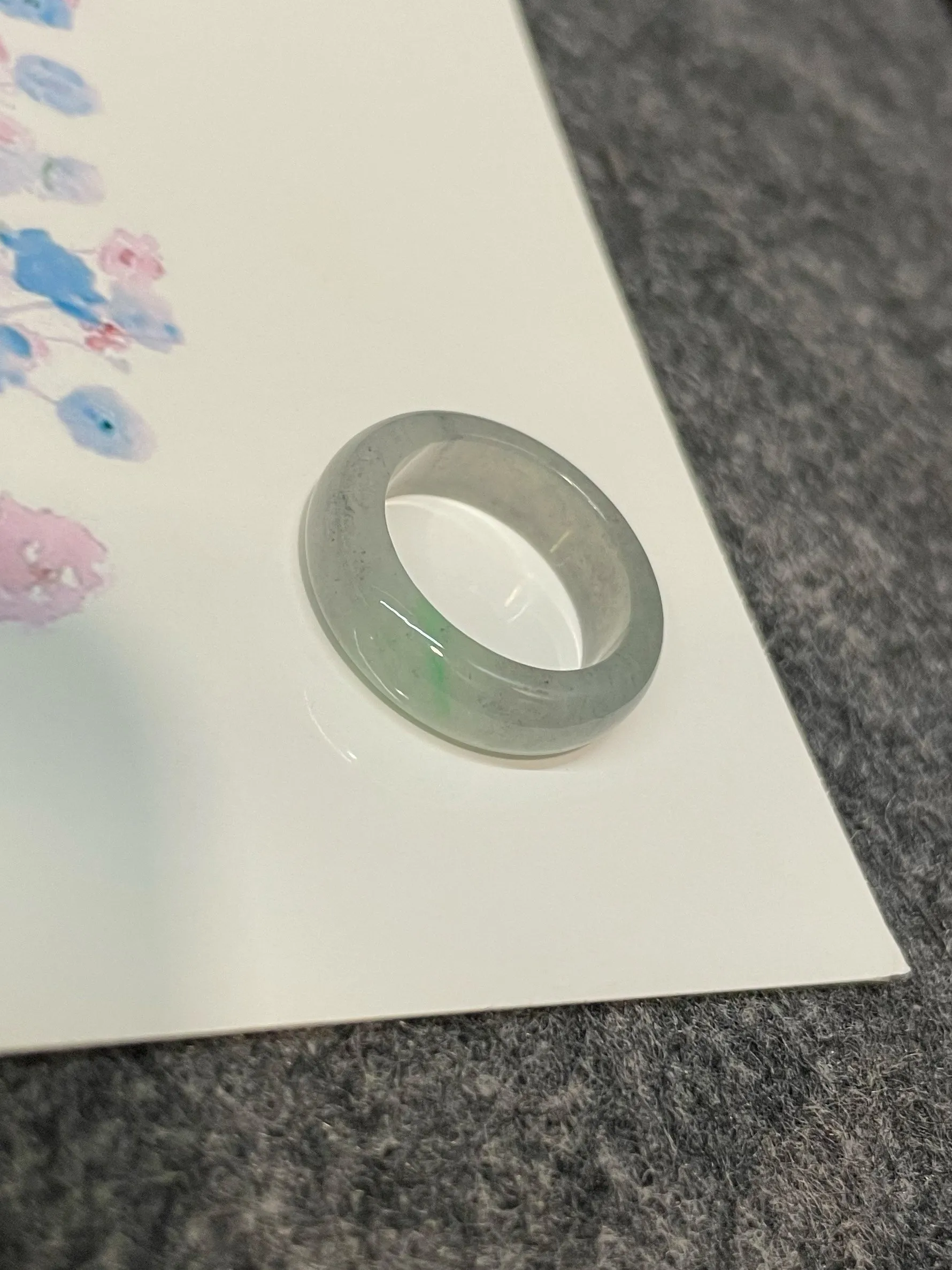 Icy Black Jade Abacus Ring | HK 11.5 (NJR283)