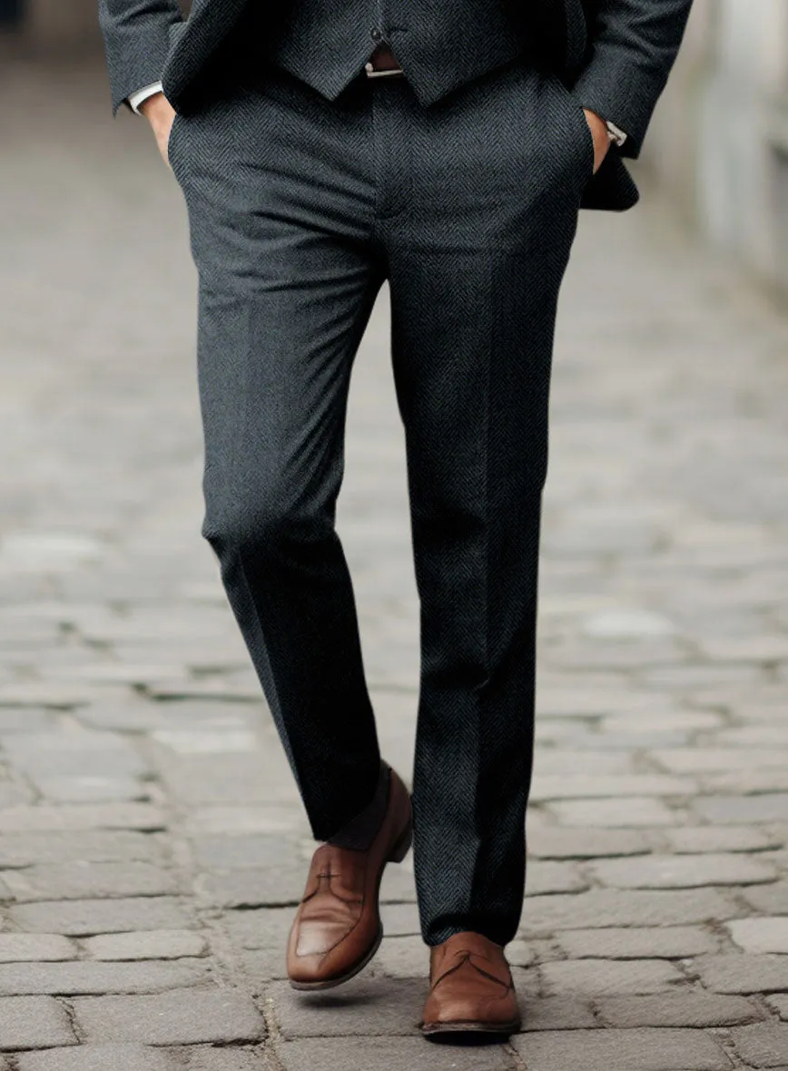 Italian Highlander Blue Herringbone Tweed Pants