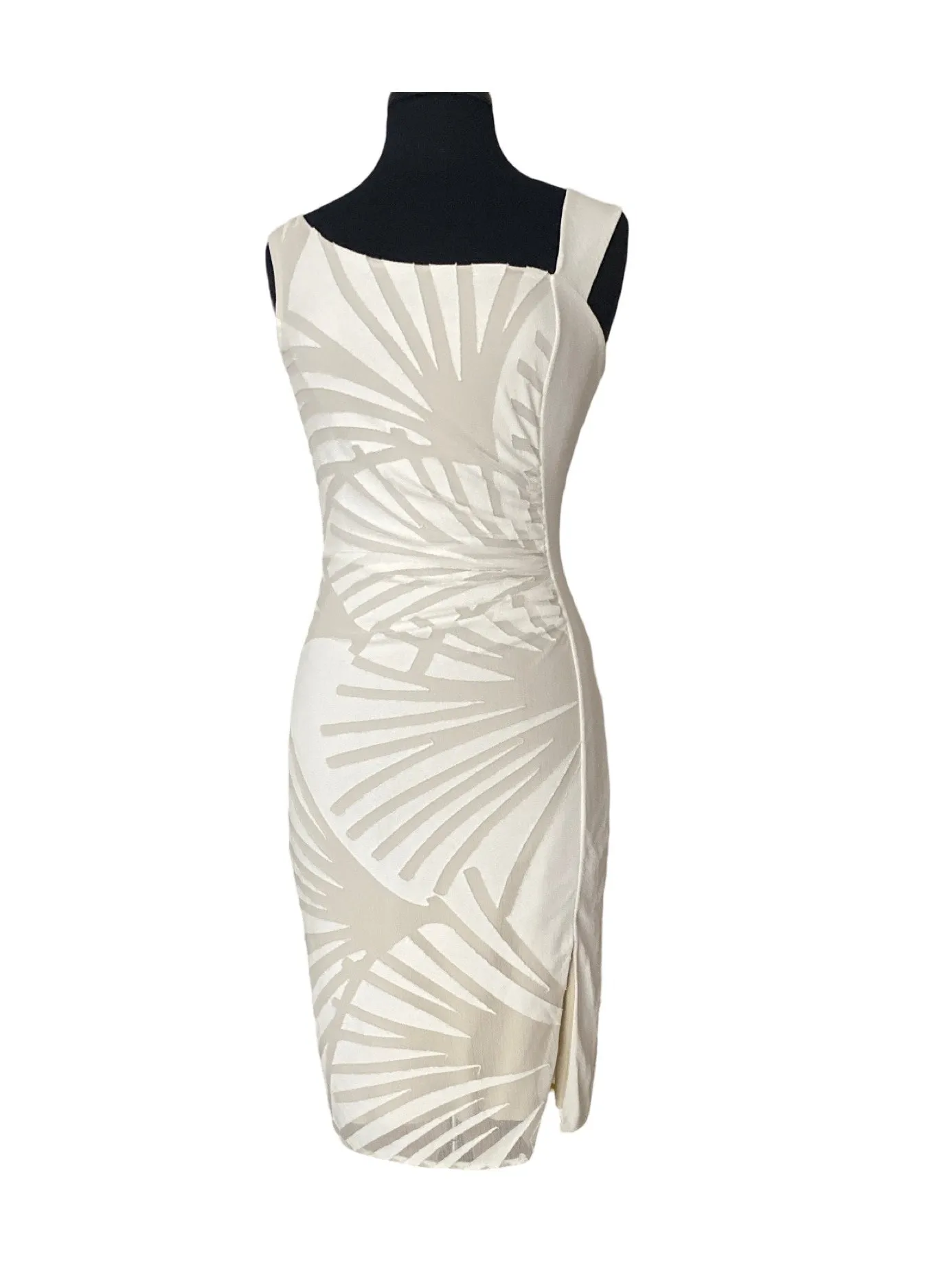 IVY Off White Asymmetrical Neckline Dress With Side Slits