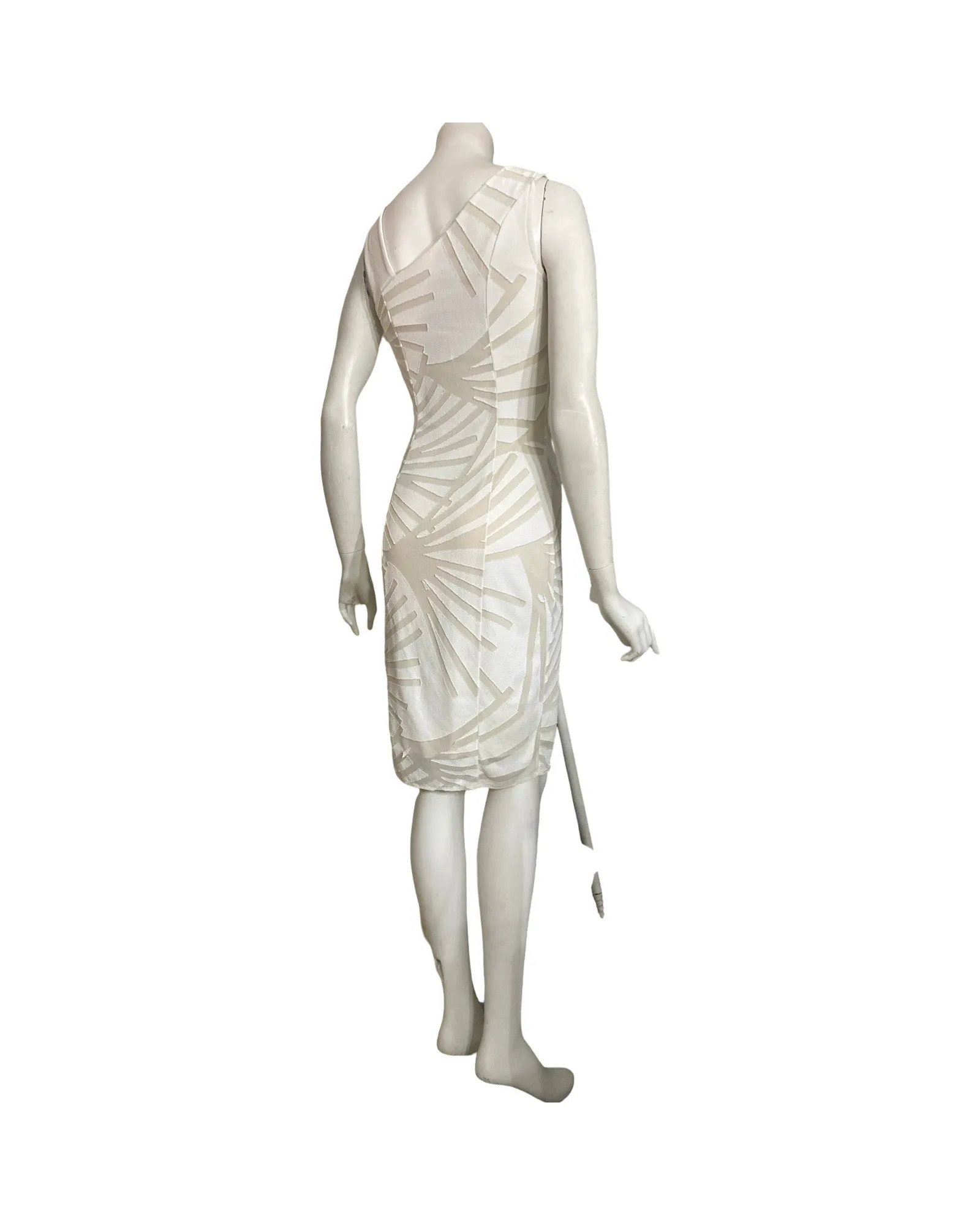 IVY Off White Asymmetrical Neckline Dress With Side Slits