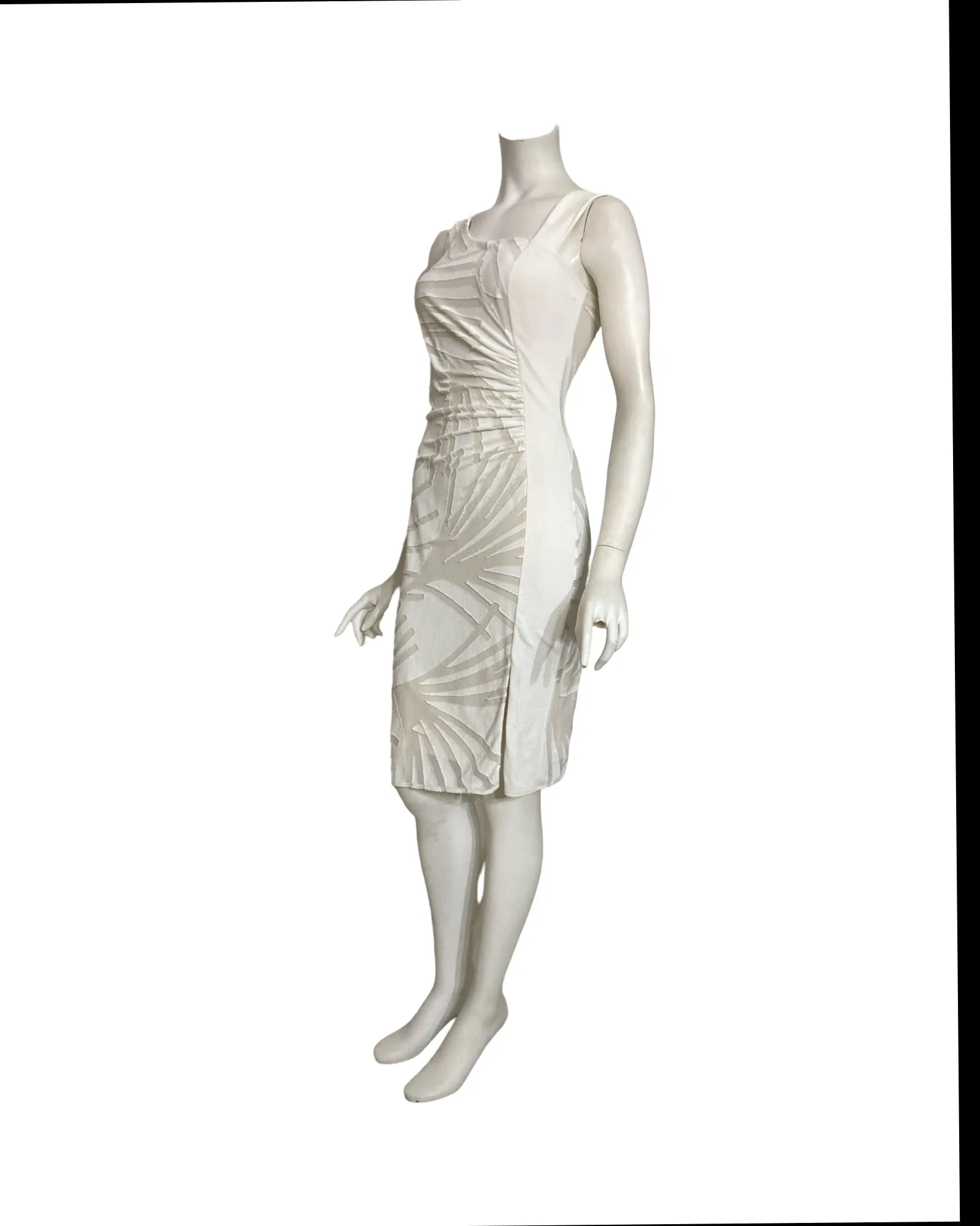 IVY Off White Asymmetrical Neckline Dress With Side Slits
