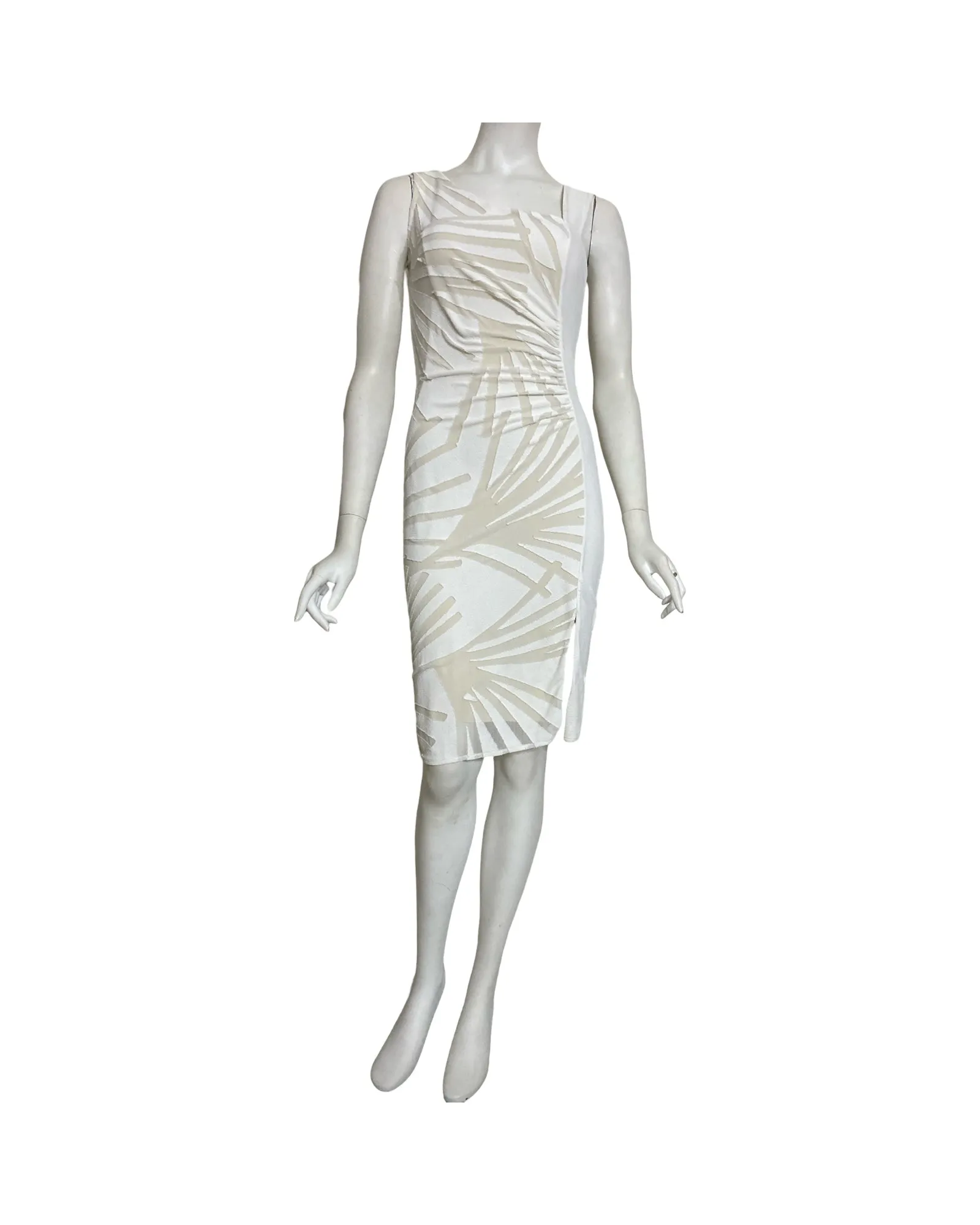 IVY Off White Asymmetrical Neckline Dress With Side Slits