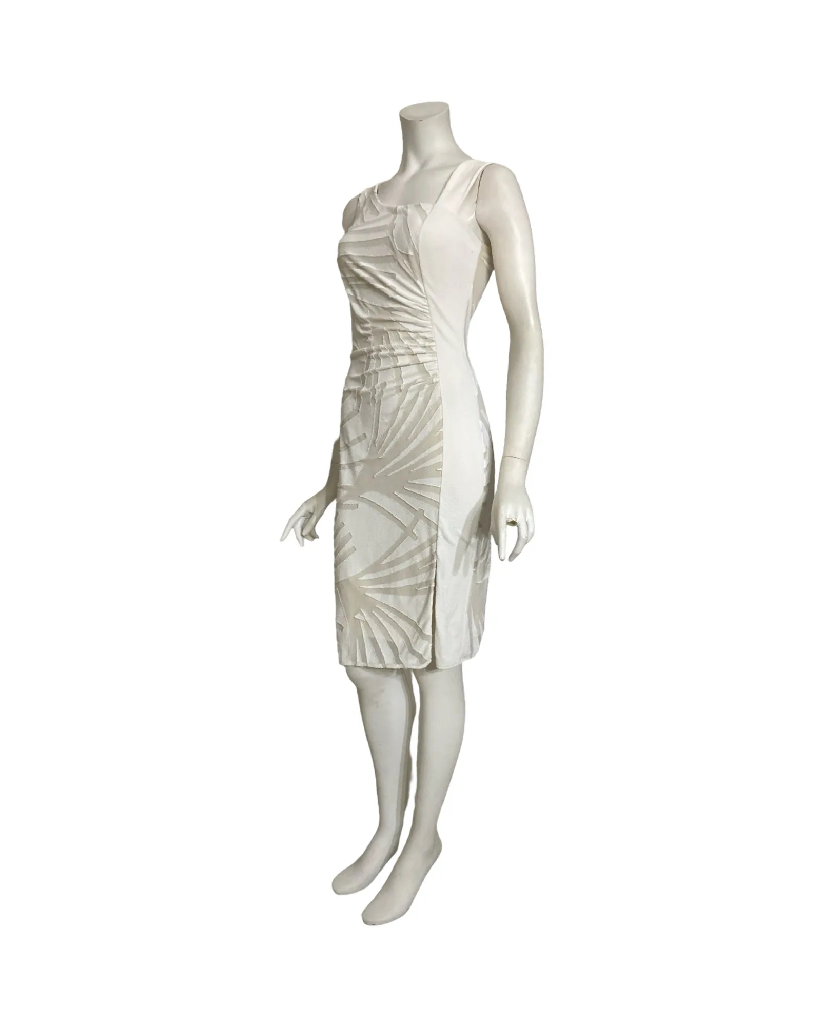 IVY Off White Asymmetrical Neckline Dress With Side Slits