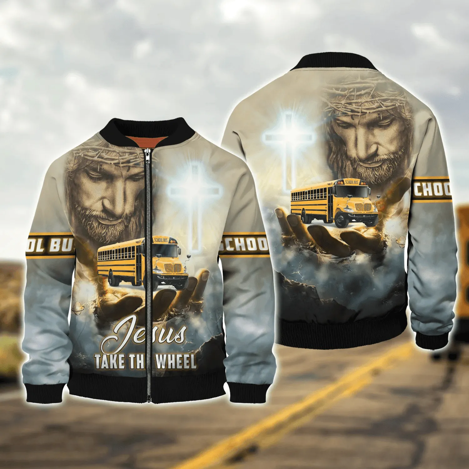 Jesus Take The Wheel School Bus Driver 3D Full Printed Sweatshirt, Christmas Shirt for Bus Driver