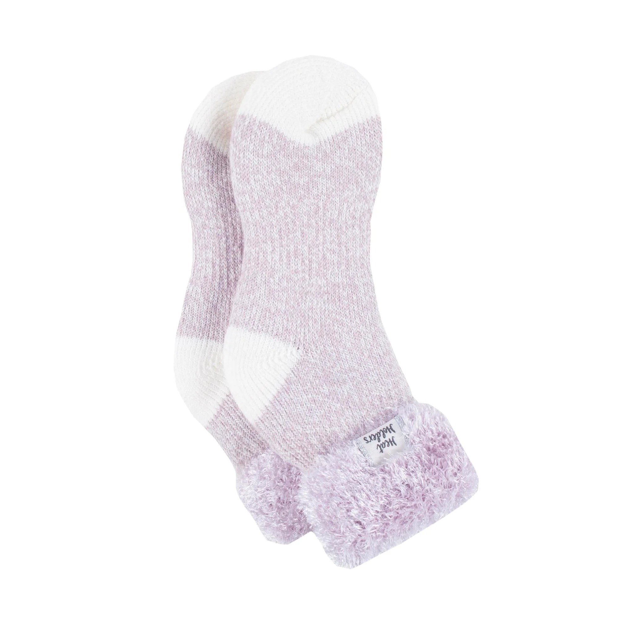 Ladies Original Sleep Socks with Turnover Feather Top - Mauve & Cream