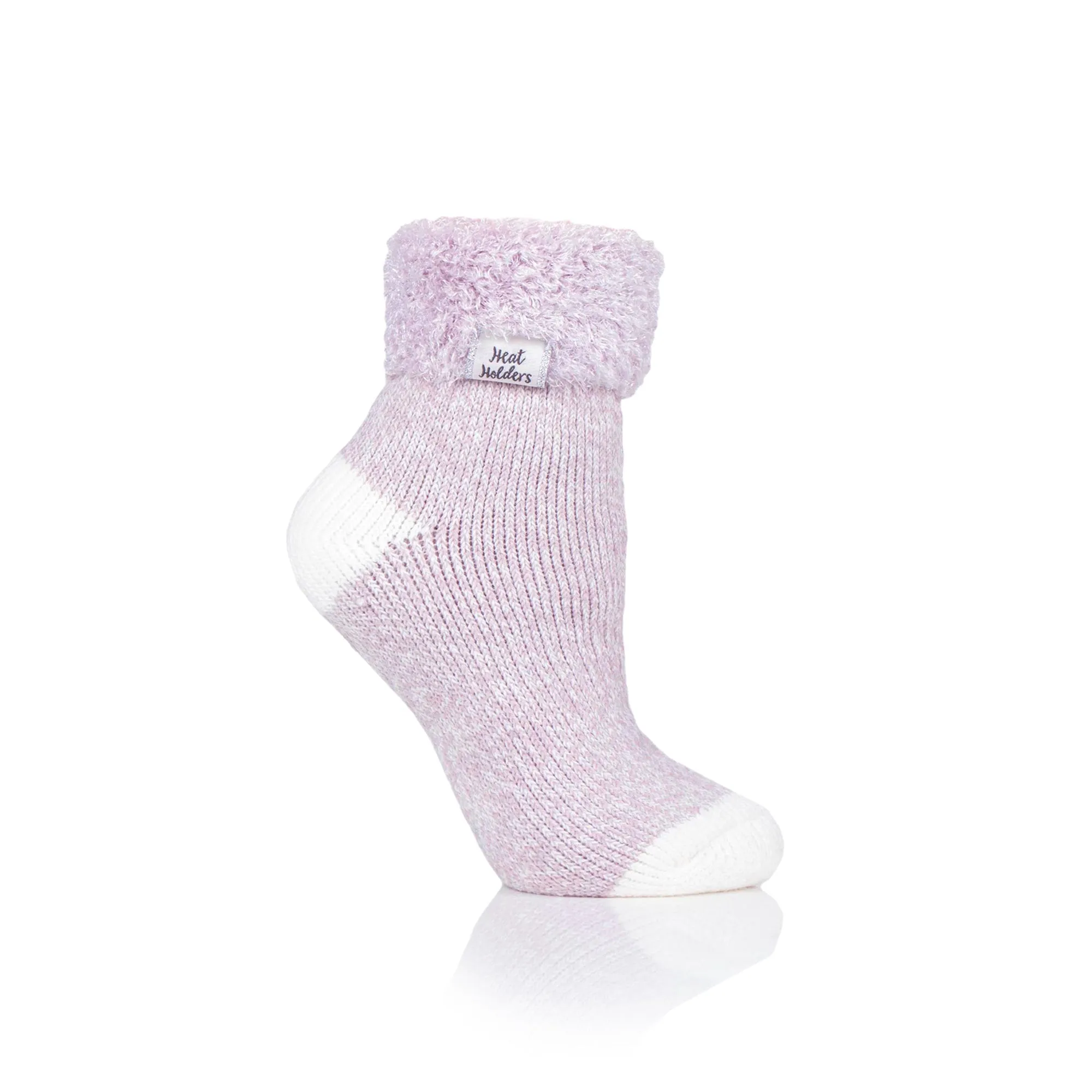 Ladies Original Sleep Socks with Turnover Feather Top - Mauve & Cream