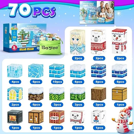 Magnetic Blocks Frozen Toys for Girls - Build Mine Magnet World Set Toys for Boys & Girls Ages