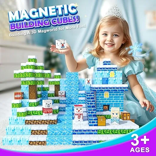 Magnetic Blocks Frozen Toys for Girls - Build Mine Magnet World Set Toys for Boys & Girls Ages