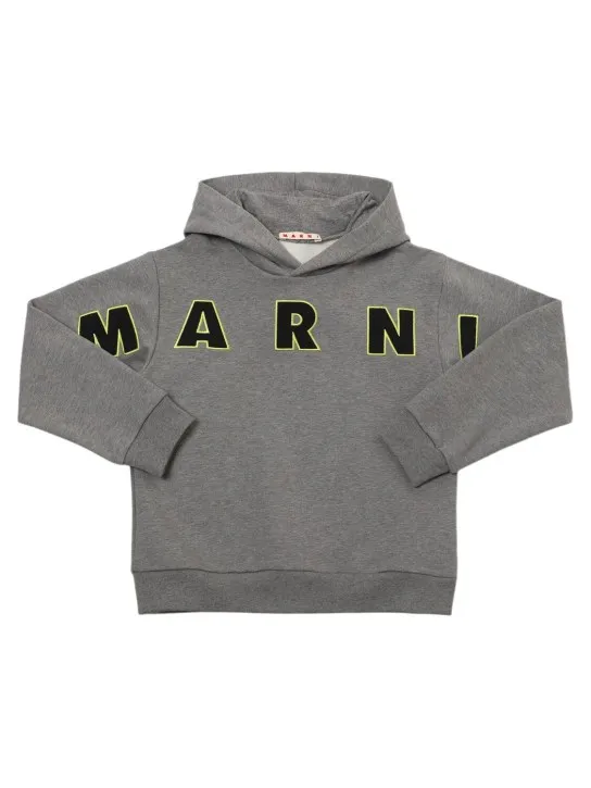 Marni Junior   Logo embroidery cotton hoodie 