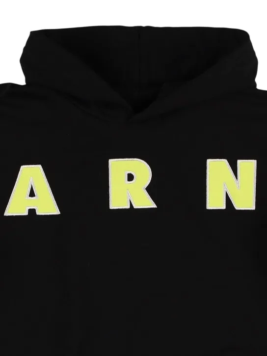 Marni Junior   Logo embroidery cotton hoodie 