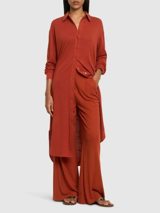 Max Mara   Brina linen blend jersey straight pants 