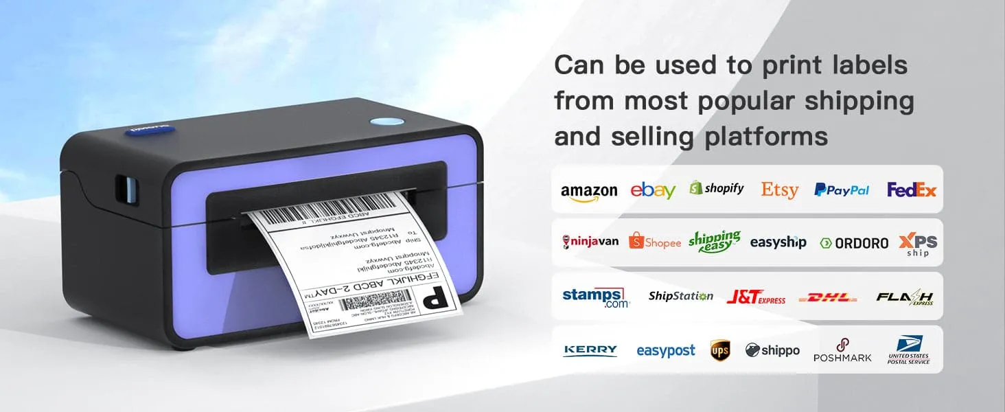 POLONO PL60 Thermal Label Printer - 4x6 Shipping Label Printer, Compatible with Amazon, Shopify, eBay, Etsy, Royal Mail, FedEx, UPS