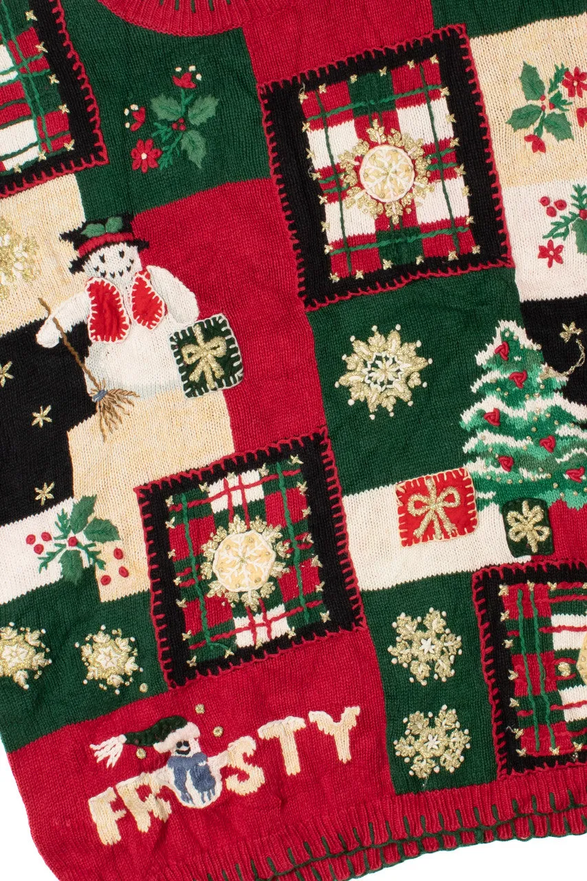 "Frosty" Snowman Patchwork Ugly Christmas Sweater 61391