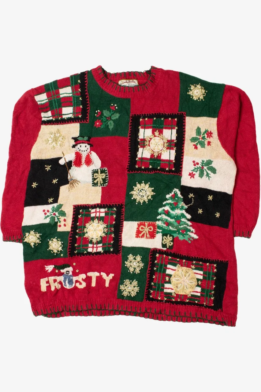 "Frosty" Snowman Patchwork Ugly Christmas Sweater 61391