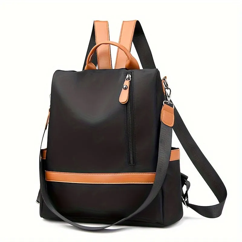 realaiot  Trendy Color Blocking Backpack, Casual Multi-pocket Knapsack, Perfect All-match Daypack For Commuting And Leisure Travel