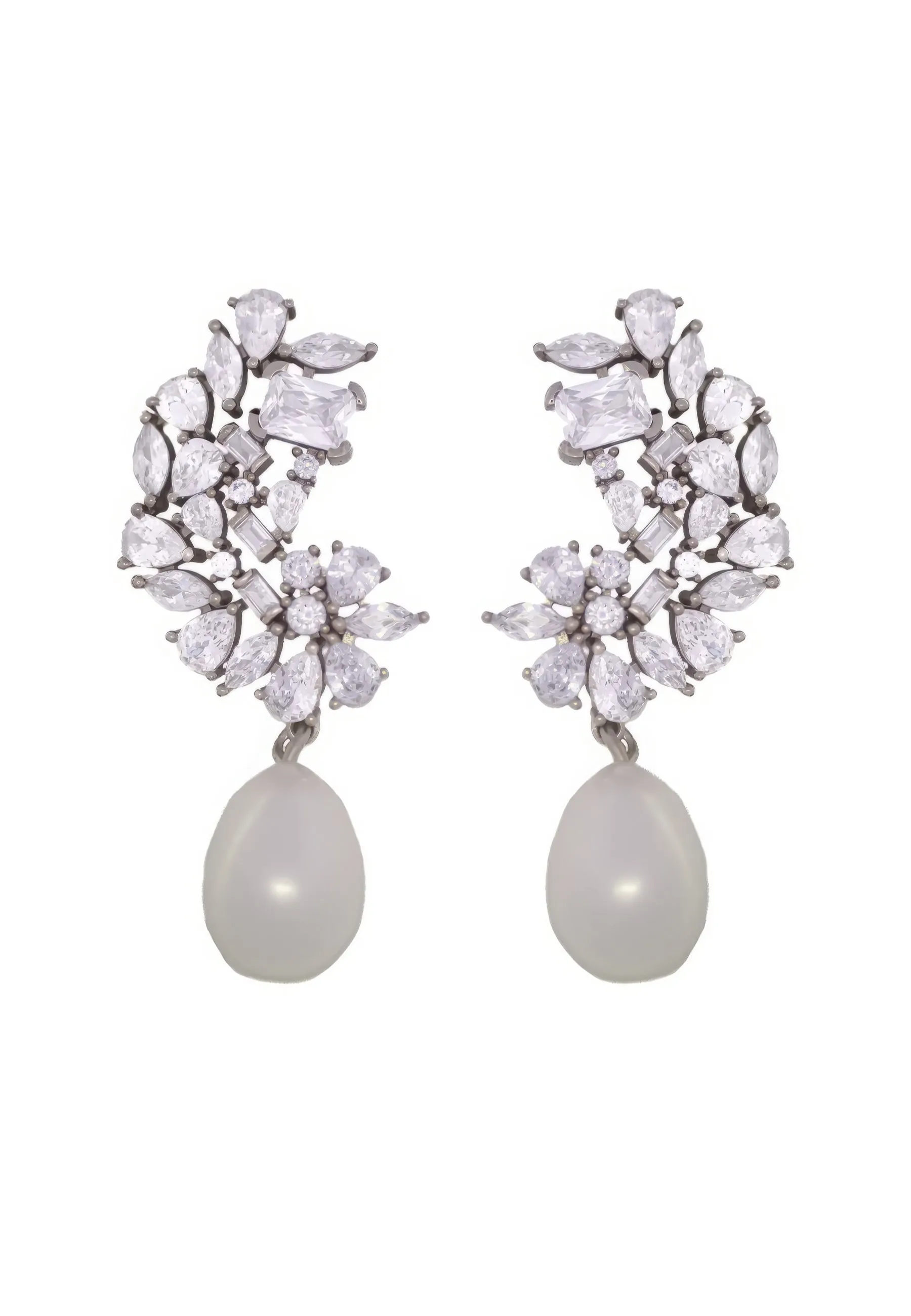 Silver Frosty Pearl Earrings