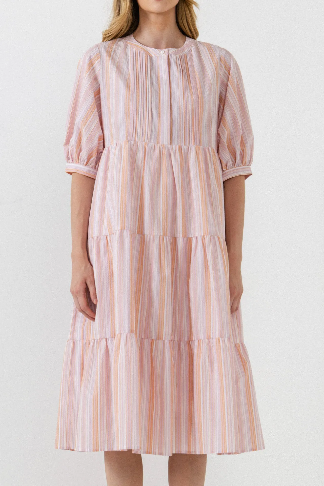 Striped Midi Dress in Orange