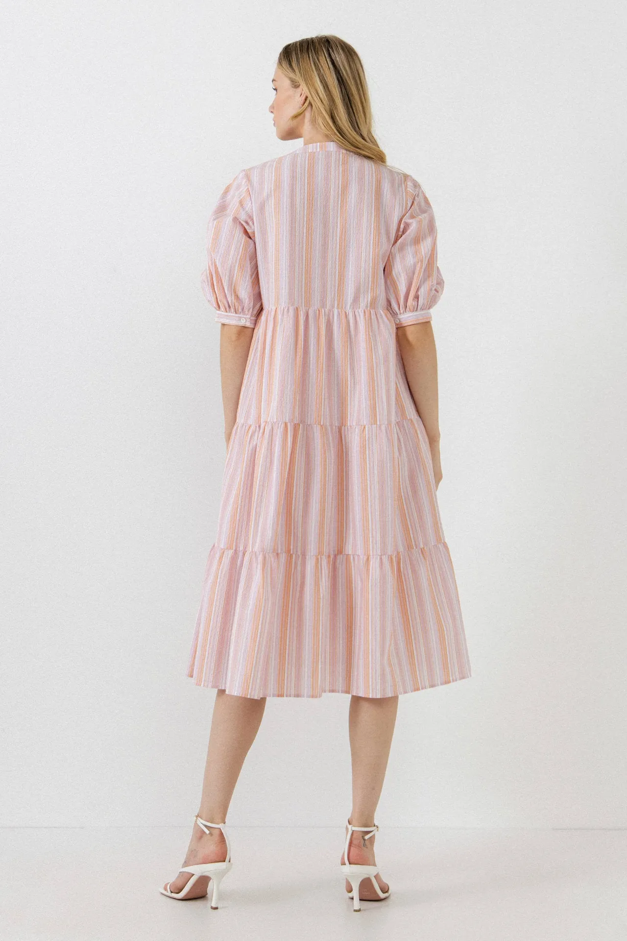 Striped Midi Dress in Orange