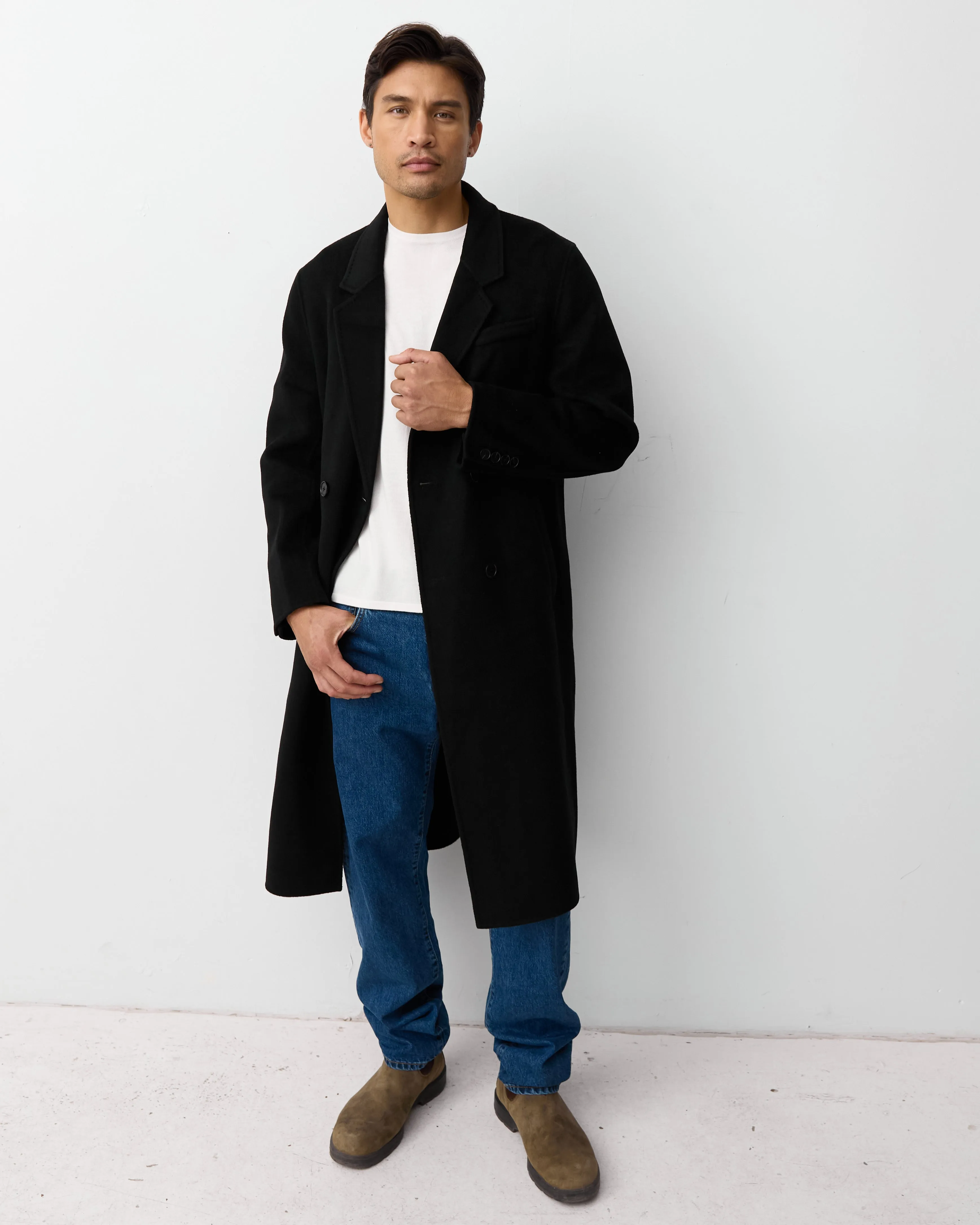 THE MENS DOUBLE BREASTED COAT - BLACK