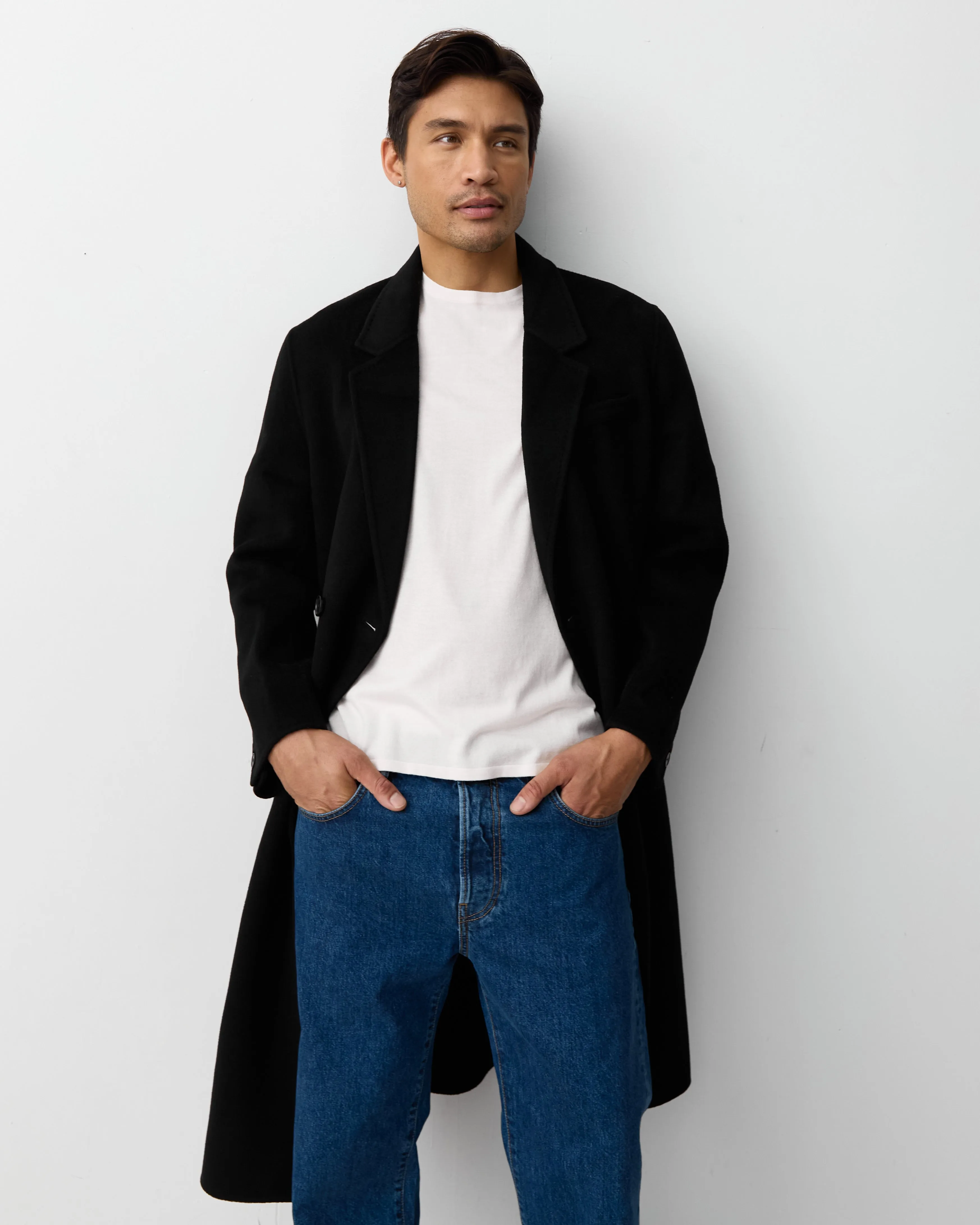 THE MENS DOUBLE BREASTED COAT - BLACK
