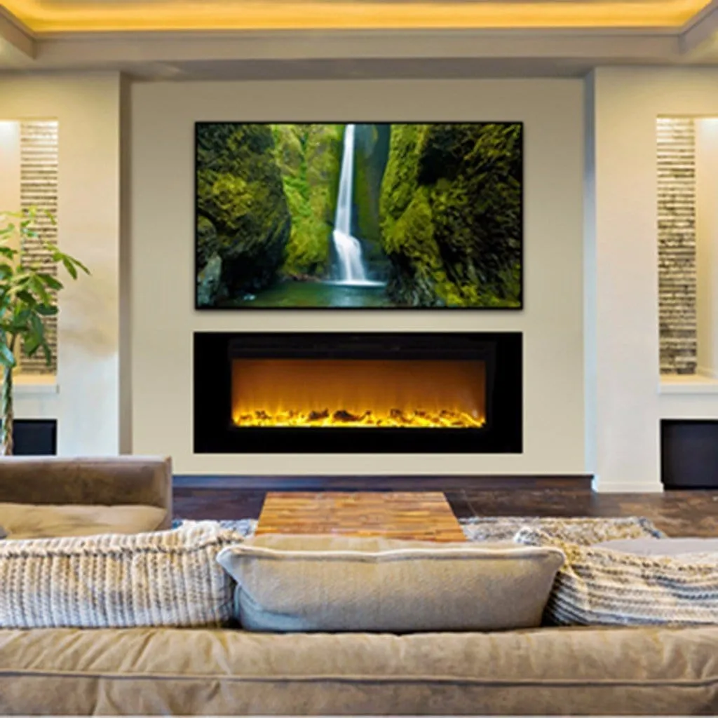 The Sideline 60 Inch Refurbished Recessed Electric Fireplace 80011