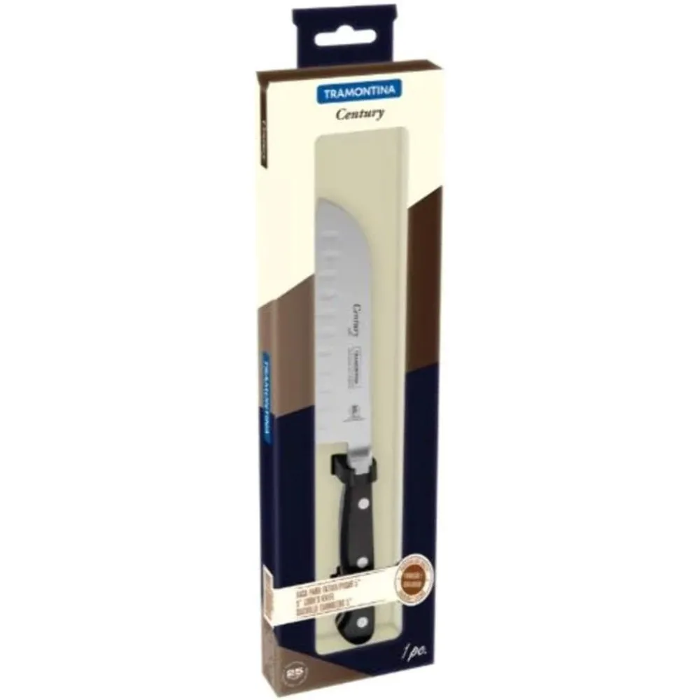 Tramontina Brazil  Century 5 Inches Santoku Knife with Stainless Steel Blade and Black Polycarbonate Handle