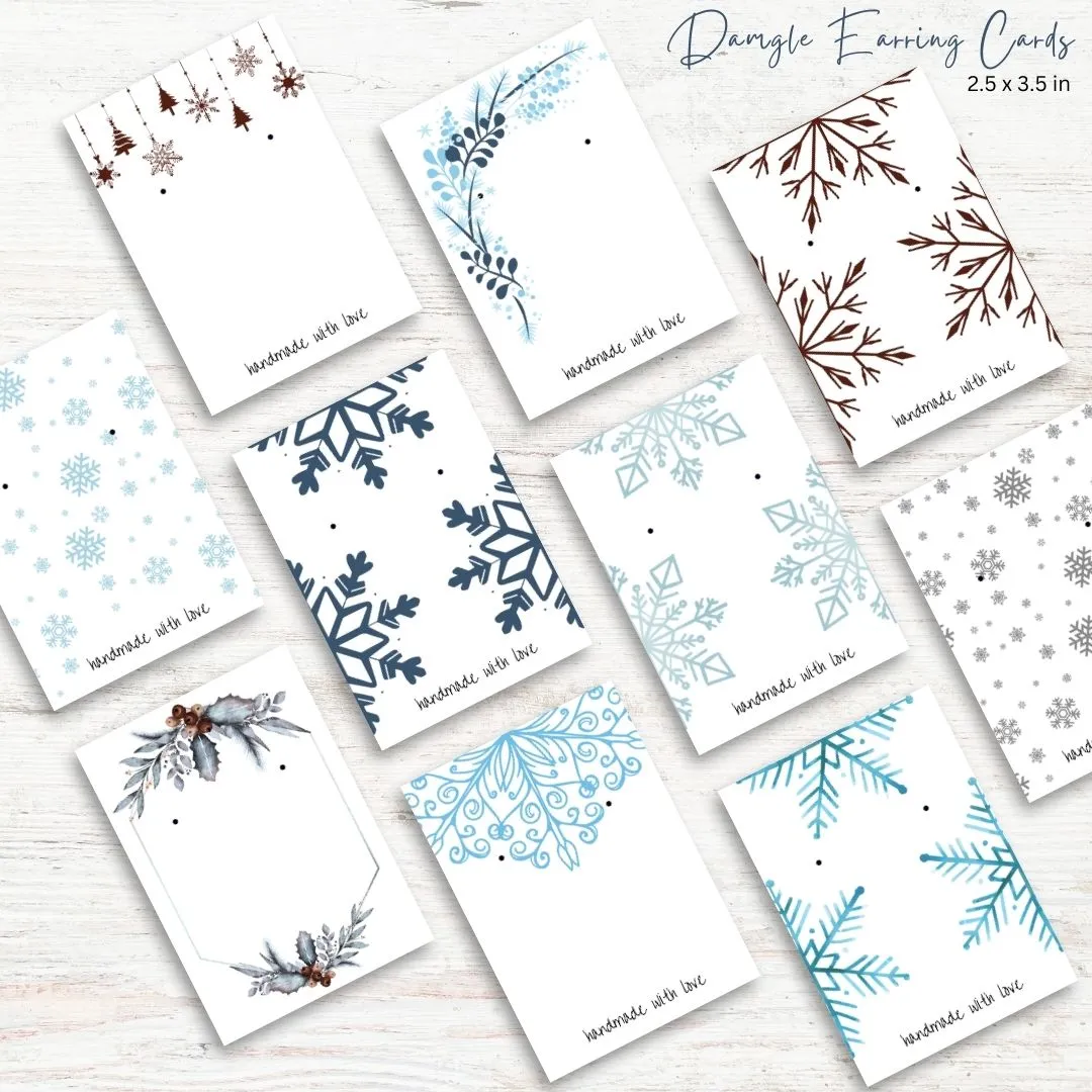 Winter Whimsy Editable Earring Cards